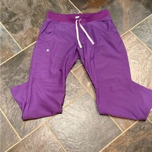 Figs Women’s Purple scrub pants with White Drawstring